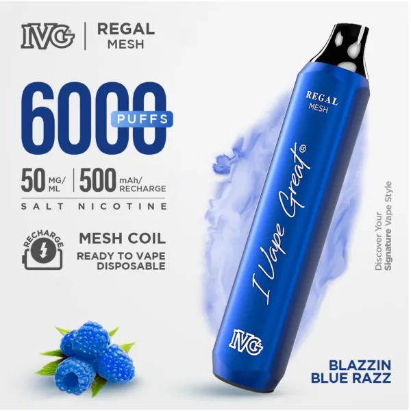 BLAZZIN BLUE RAZZ IVG REGAL DISPOSABLE