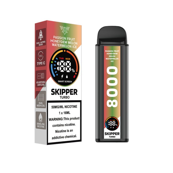 PASSION FRUIT HONEYDEW MELON WATERMELON ICE SKIPPER TURBO 10K DISPOSABLE