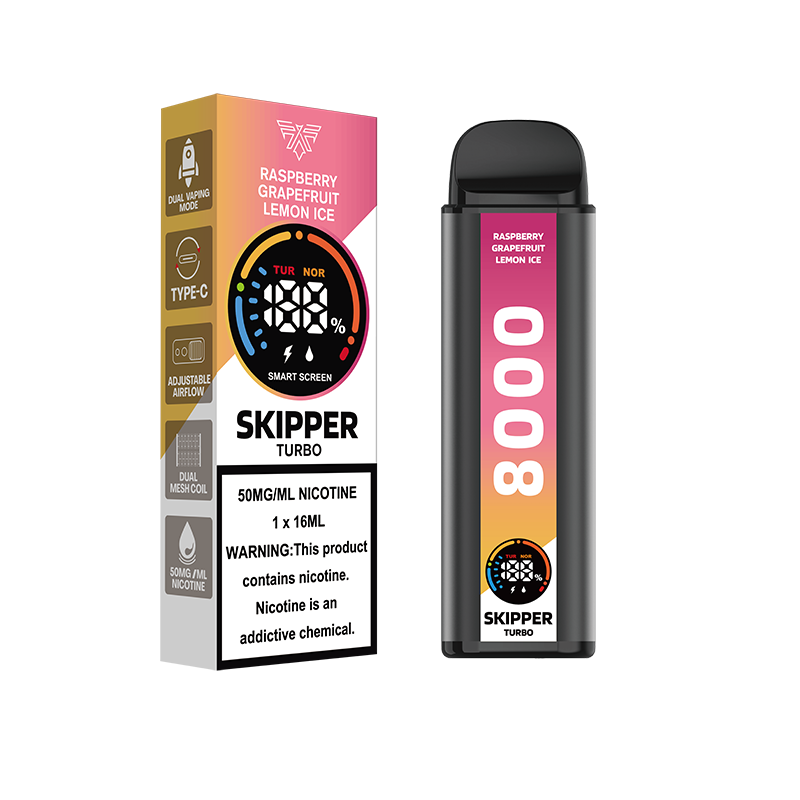 RASPBERRY GRAPEFRUIT LEMON ICE SKIPPER TURBO 10K DISPOSABLE