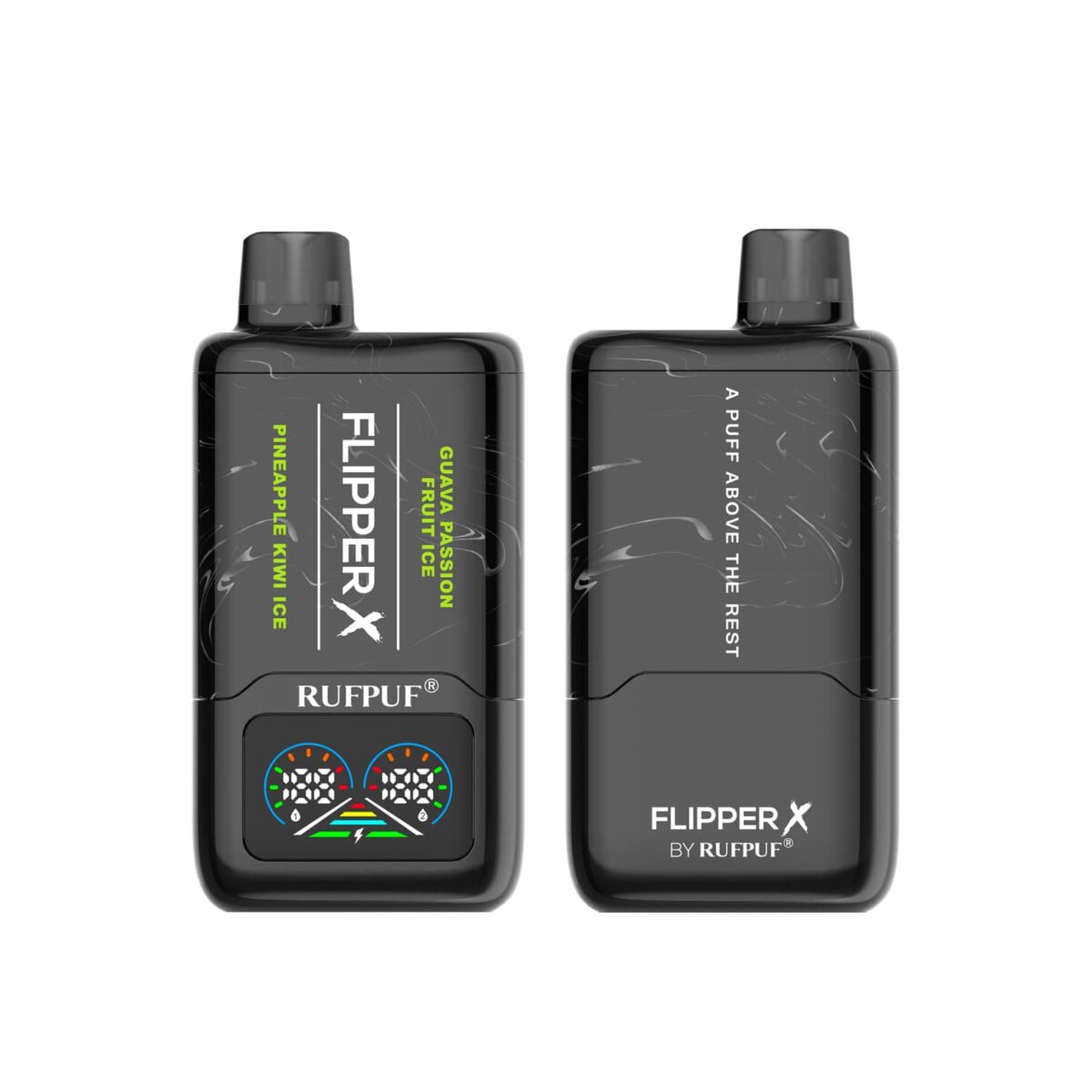 GUAVA PASSION FRUIT ICE AND PINEAPPLE KIWI ICE RUFPUF FLIPPER X DISPOSABLE